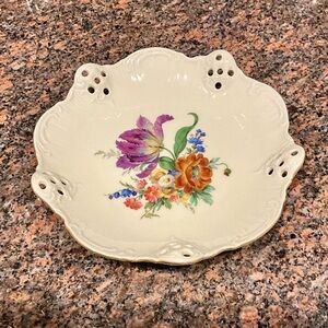 Classic Rose Pierced Edge Dish Rosenthal Group Antique Made in Germany Perfect